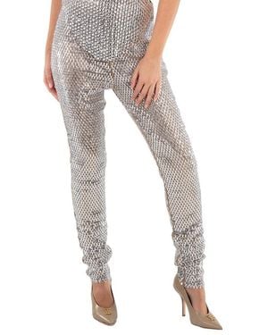 Burberry Metallic Paillette-Embellished Mesh Leggings, Brand Size 4 (Us - Multicolour