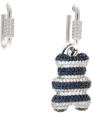 Apm Monaco Asymmetric Saint-Tropez Yummy Bear Hoop Earrings - White