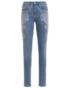 Roberto Cavalli Bandana Embroidered Skinny Jeans, Brand Size 40 Us - Blue