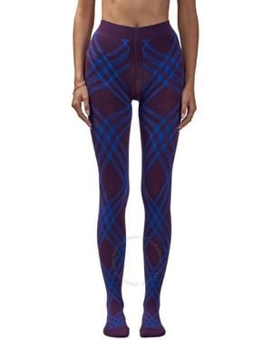 Burberry Checked Wool-Blend Tights - Blue