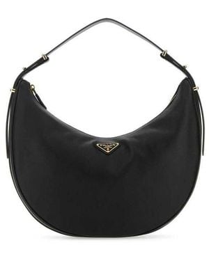 Prada Leather Big Arqu Handbag Nero Vitello Borse A Mano - Black