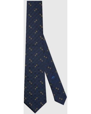 Gucci Gg Silk Jacquard Tie - Blue