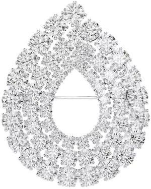Swarovski Matrix Round Cut Crystal Brooch - Metallic