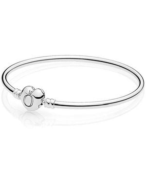 PANDORA Bangle With Heart-Shaped Clasp - Metallic