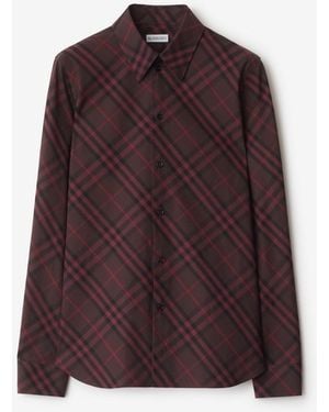 Burberry Slim Fit Check Cotton Shirt, Brand Size 8 (Us - Purple