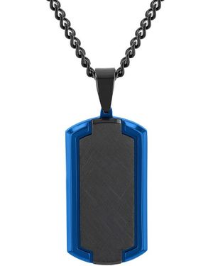Robert Alton Stainless Steel Satin Finish And Dog Tag Necklace - Blue