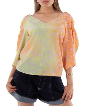 Stella McCartney Ladies Orchid Tie-Dyed V-Neck Blouse, Brand Size 40 (Us Size 6) - Pink