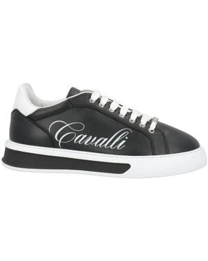 Roberto Cavalli Logo Leather Low-Top Sneakers, Brand Size 39 Us - Black