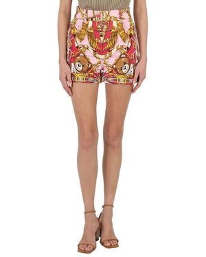 Moschino Ladies Fantasia Rosa Teddy Scarf High-Waisted Shorts - Orange