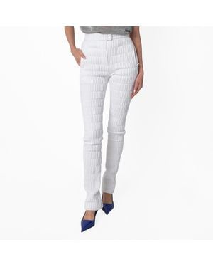 Ferragamo Quilted Straight Leg Pants, Brand Size Tc - White