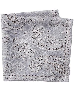 Brunello Cucinelli Silk Paisley Pocketsquare - Gray