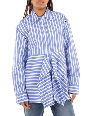JW Anderson Peplum Drape Striped Shirt, Brand Size 10 (Us - Blue