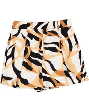 Roberto Cavalli Ladies Macro Tiger Twiga Print Shorts, Brand Size 44 (Us - Metallic