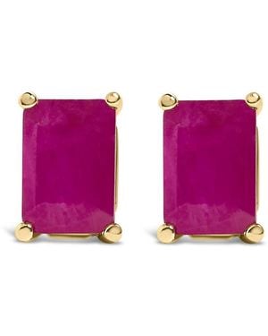 Haus of Brilliance 14K 6X4Mm Emerald Shaped Ruby Solitaire Stud Earrings - Purple