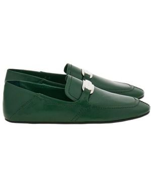 Ferragamo Elaine New Vara Buckle Loafers - Green
