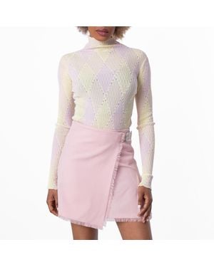Burberry Argyle Cotton Silk Turtleneck Jumper - Natural