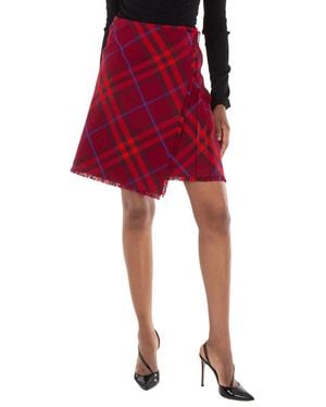 Burberry Wool Plaid-Check Kilt, Brand Size 4 Us - Red