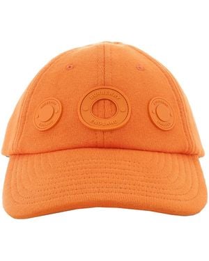 Burberry Embossed Logo Rubber-Trimmed Cotton Baseball Cap - Orange