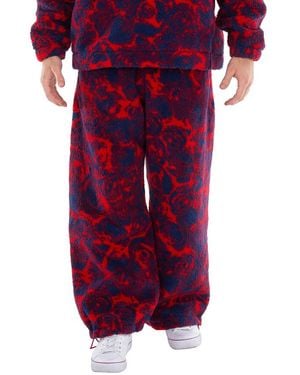 Burberry Rose Print Fleece Pants - Red