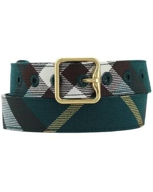 Burberry Square Buckle Check-Pattern Belt - Green