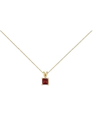 Haus of Brilliance 14K 5X5 Mm Square Shaped Garnet Solitaire Pendant Necklace - Metallic