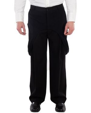 Burberry Panel Detail Wool Tailored Trousers, Brand Size 48 (Waist - Black