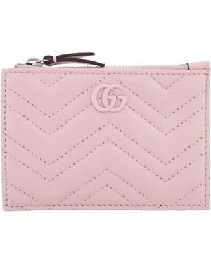 Gucci Gg Marmont Zip Key Pouch - Pink