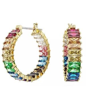Swarovski Matrix Baguette Cut Hoop Earrings - Metallic