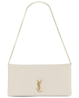 Saint Laurent Grained Lambskin Calypso Mini Bag - Natural