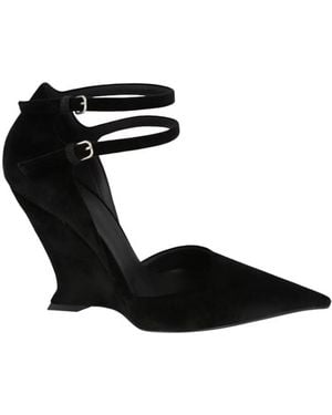 Ferragamo Vidya X5 Velvet Wedge Court Shoes - Black