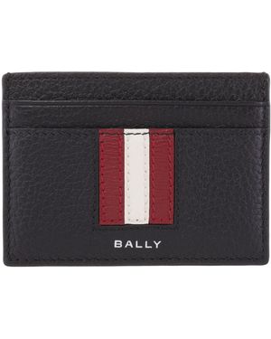 Bally Striped Leather Cardholder - Red