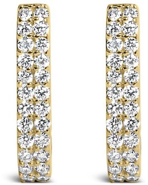 Haus of Brilliance 10K 1/4 Cttw Lab Grown Diamond Double Row Huggie Hoop Earrings - Metallic