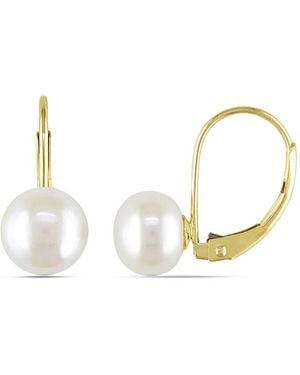 Amour Cultured Freshwater Pearl Leverback Earrings - Metallic