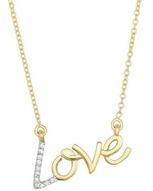 Tresorra 14K Diamond "Love" Necklace - Metallic