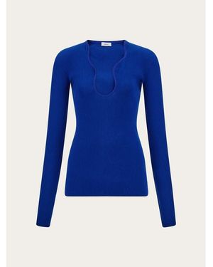 Ferragamo Bright Ribbed Jumper - Blue