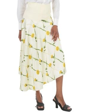 Burberry Dandelion-Print Asymmetric Skirt, Brand Size 2 Us - Metallic