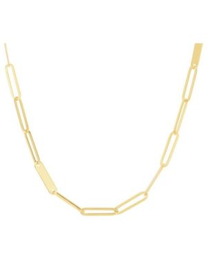 Tresorra 14K Paperclip Bar Fashion Chain Necklace - Metallic