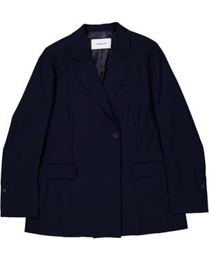 Ferragamo Double Breasted Wool Blazer, Brand Size 46 Us - Blue