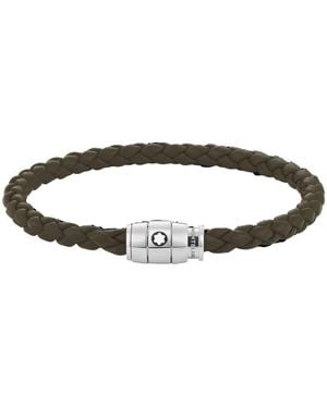 Montblanc Khaki Woven Leather Bracelet - Brown