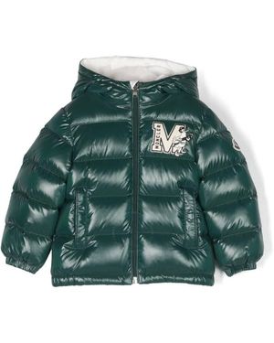 Moncler Kids Logo-patch Puffer Coat - Green