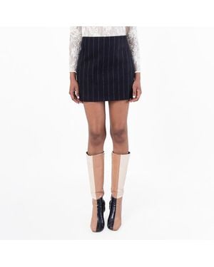 Anine Bing Tierra Mid-Rise Pinstripe Skirt - Blue