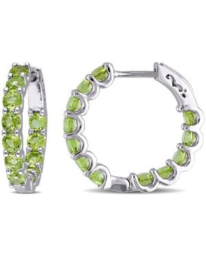 Amour 3 4/5 Ct Tgw Peridot Inside Outside Hoop Earrings - Green