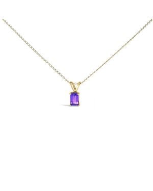 Haus of Brilliance 14K 6X4Mm Emerald Cut Amethyst Solitaire Pendant Necklace - Metallic