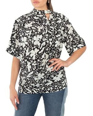 Stella McCartney Silk Foral Print Blouse - Black