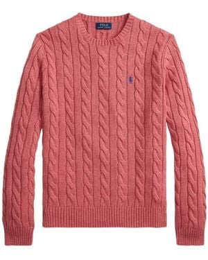 Polo Ralph Lauren Cotton Cable Crew Knit Sweater - Red