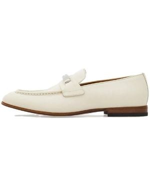 Ferragamo Metal Ornament Leather Moccasin - White