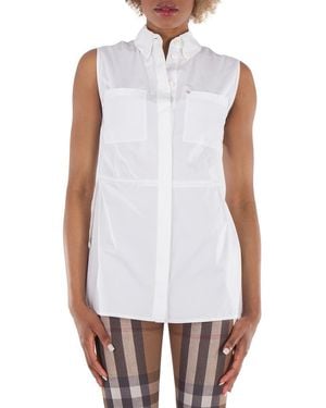 Burberry Draped Panel Sleeveless Shirt, Brand Size 4 (Us - White