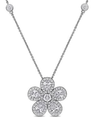 Created Forever 3 1/4Ct Tw Lab-Grown Diamond Flower Pendant With Chain - Metallic