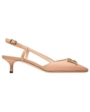 Bally Eva 45 Leather Slingback Court Shoes, Brand Size 38 Us - Natural