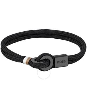 BOSS Thad Sport Nylon Cord Bracelet - Black